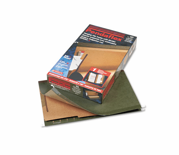 ESS59353 2" Expansion Hang Folder, Legal, 4-Section, Green, 10/Box By ESSELTE PENDAFLEX CORP.