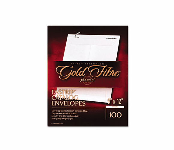ESS73127 Gold Fibre Fastrip Catalog Envelope, Side Seam, 9 x 12, White, 100/Box By AMPAD/DIV. OF AMERCN PD&PPR