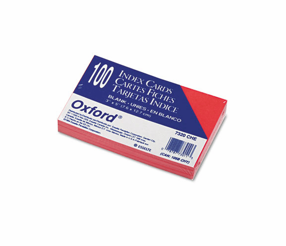 ESS7320CHE Unruled Index Cards, 3 x 5, Cherry, 100/Pack By ESSELTE PENDAFLEX CORP.