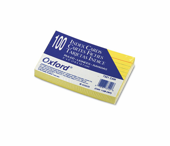 ESS7321CAN Ruled Index Cards, 3 x 5, Canary, 100/Pack By ESSELTE PENDAFLEX CORP.