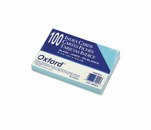 ESS7420BLU Unruled Index Cards, 4 x 6, Blue, 100/Pack By ESSELTE PENDAFLEX CORP.