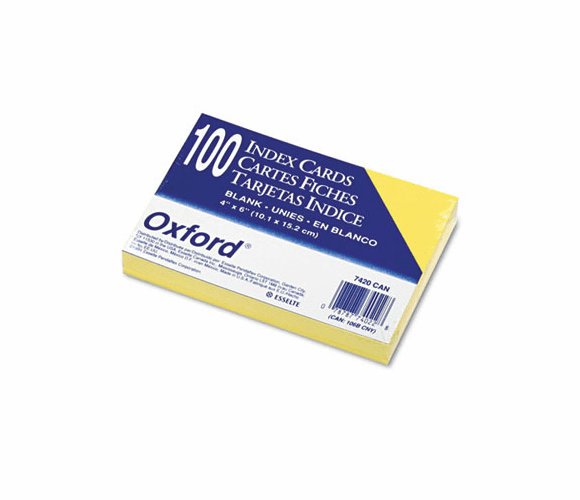 ESS7420CAN Unruled Index Cards, 4 x 6, Canary, 100/Pack By ESSELTE PENDAFLEX CORP.