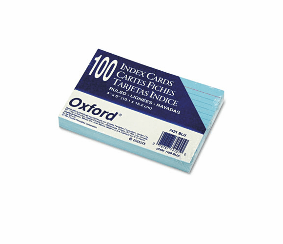 ESS7421BLU Ruled Index Cards, 4 x 6, Blue, 100/Pack By ESSELTE PENDAFLEX CORP.