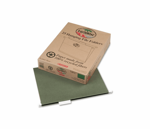 ESS74517 Earthwise100% Recycled Paper Hanging Folders, Letter, Standard Green, 25/Box By ESSELTE PENDAFLEX CORP.
