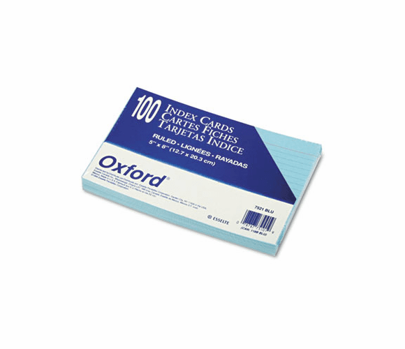 ESS7521BLU Ruled Index Cards, 5 x 8, Blue, 100/Pack By ESSELTE PENDAFLEX CORP.