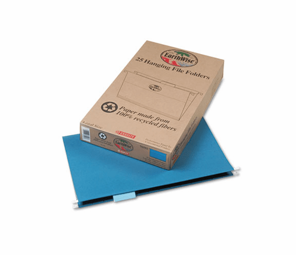 ESS76502 Earthwise 100% Recycled Paper Hanging Folders, Kraft, Legal, Blue, 25/Box By ESSELTE PENDAFLEX CORP.
