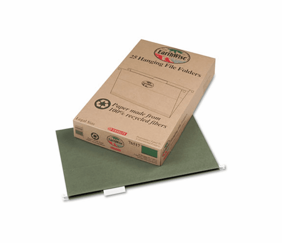 ESS76517 Earthwise 100% Recycled Paper Hanging Folders, Kraft, Legal, Green, 25/Box By ESSELTE PENDAFLEX CORP.