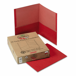 ESS78511 Earthwise 100% Recycled Paper Twin-Pocket Portfolio, Red By ESSELTE PENDAFLEX CORP.