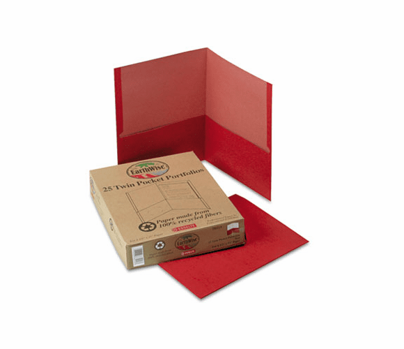 ESS78511 Earthwise 100% Recycled Paper Twin-Pocket Portfolio, Red By ESSELTE PENDAFLEX CORP.