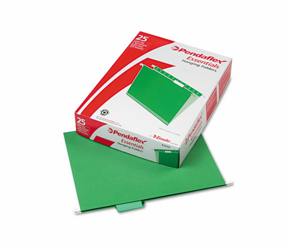 ESS81610 Hanging File Folders, 1/5 Tab, Letter, Bright Green, 25/Box By ESSELTE PENDAFLEX CORP.