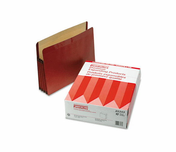 ESS85343 Premium Expansion File, 3 1/2" Expansion, Straight Cut, Red Fiber, Letter, 10/BX By ESSELTE PENDAFLEX CORP.
