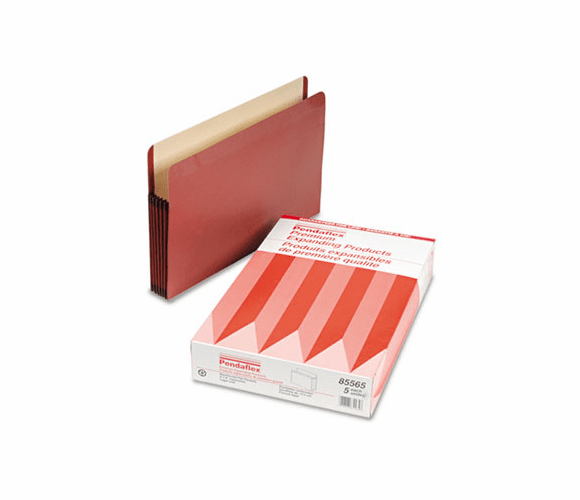 ESS85565 Premium Expansion File, 5 1/4" Expansion, Straight Cut, Red Fiber, Legal, 5/Box By ESSELTE PENDAFLEX CORP.