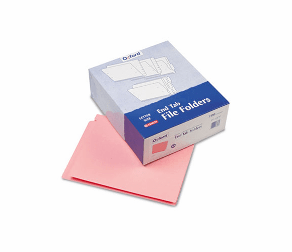 ESSH110DP Reinforced End Tab Folders, Two Ply Tab, Letter, Pink,  100/Box By ESSELTE PENDAFLEX CORP.