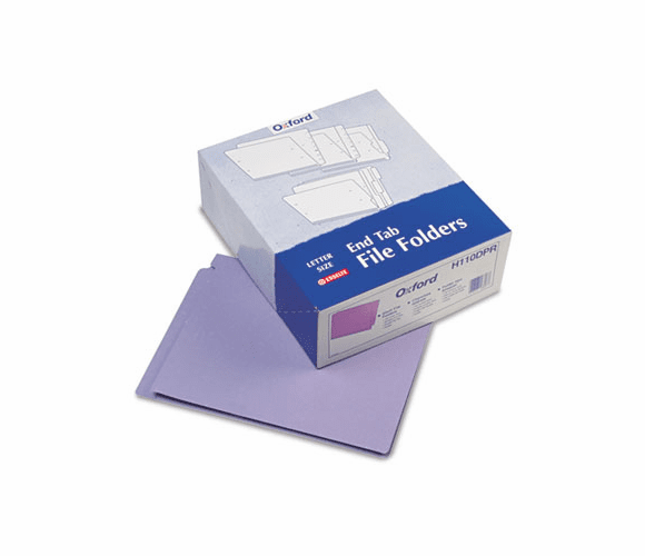 ESSH110DPR Reinforced End Tab Folders, Two Ply Tab, Letter, Purple,  100/Box By ESSELTE PENDAFLEX CORP.