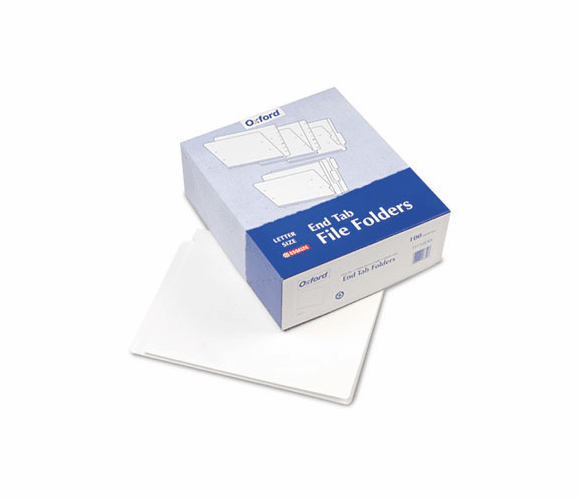 ESSH110DW Reinforced End Tab Folders, Two Ply Tab, Letter, White, 100/Box By ESSELTE PENDAFLEX CORP.