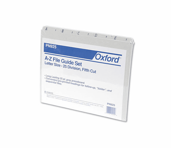 ESSPN925 Recycled Top Tab File Guides, Alpha, 1/5 Tab, Pressboard, Letter, 25/Set By ESSELTE PENDAFLEX CORP.