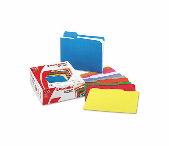 ESSR15213ASST Two-Ply Reinforced File Folders, 1/3 Cut Top Tab, Letter, Assorted, 100/Box By ESSELTE PENDAFLEX CORP.