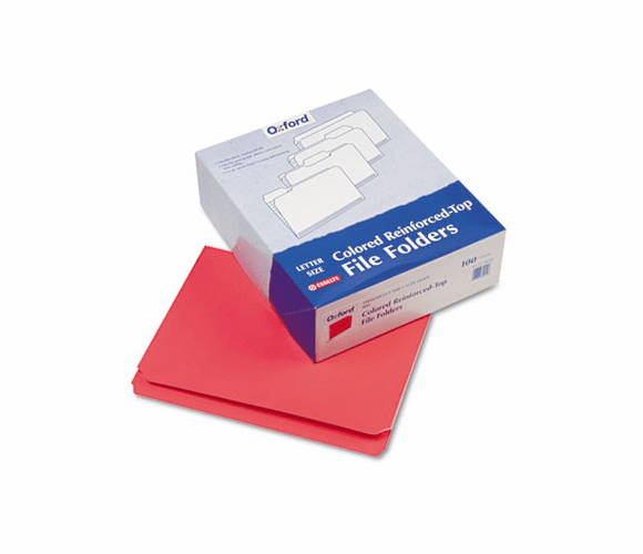 ESSR152RED Two-Ply Reinforced File Folders, Straight Cut, Top Tab, Letter, Red, 100/Box By ESSELTE PENDAFLEX CORP.