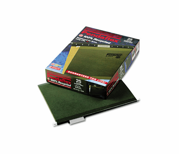 ESSRCY415215SGR Reinforced 100% Recycled Paper Hanging Folders, Letter, Standard Green, 25/Box By ESSELTE PENDAFLEX CORP.