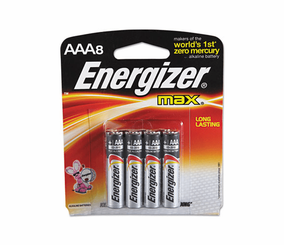 EVEE92MP8 MAX Alkaline Batteries, AAA, 8 Batteries/Pack By EVEREADY BATTERY