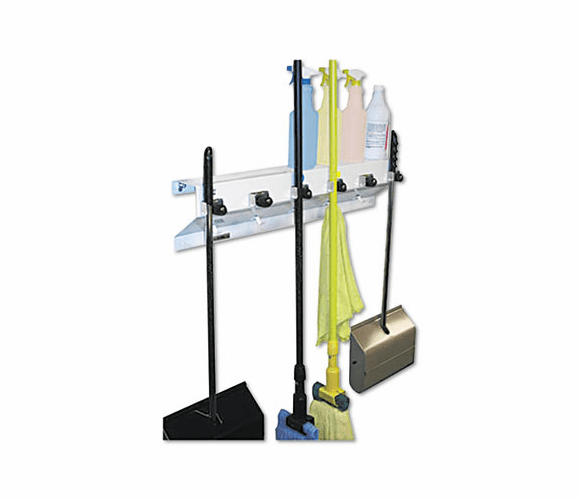 EXC3336WHT2 The Clincher Mop & Broom Holder, 34"w x 5.5"d x 7.5"h, White Gloss, Each By EXCELL METAL PRODUCTS CO