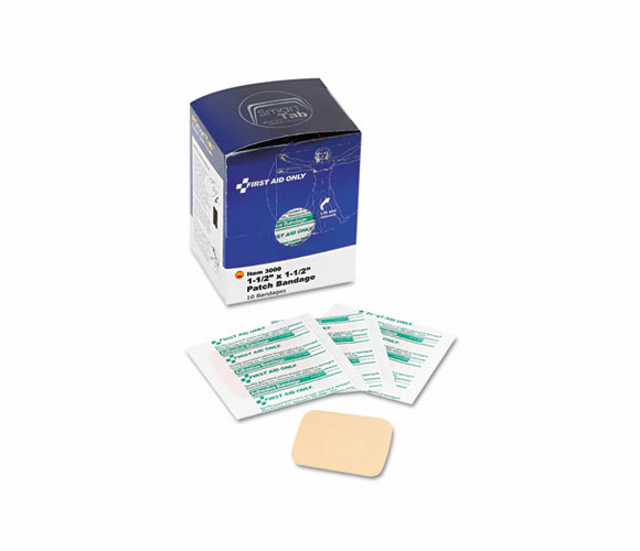 FAO3000 Patch Bandages, 1-1/2" x 1-1/2", SmartCompliance Refill, 10 Bandages/Box By FIRST AID ONLY, INC.