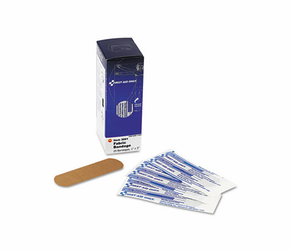 FAO3001 Fabric Bandages,1 x 3, 25/Box By FIRST AID ONLY, INC.