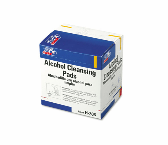 FAOH305 Alcohol Cleansing Pads, Dispenser Box, 100/Box By FIRST AID ONLY, INC.