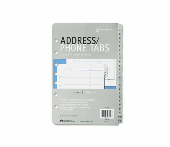 FDP27222 Address/Phone Refill for Organizer, A-Z Tabs, 5-1/2 x 8-1/2 By FRANKLIN COVEY