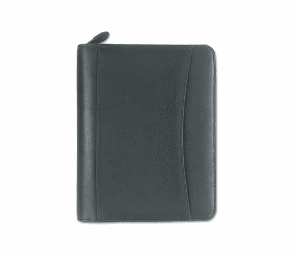 FDP33963 Nappa Leather Ring Bound Organizer w/Zipper, 5-1/2 x 8-1/2, Black By FRANKLIN COVEY