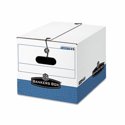 FEL00025 STOR/FILE Exrta Strength Storage Box, Letter/Legal, White/Blue 12/Ctn By FELLOWES MFG. CO.