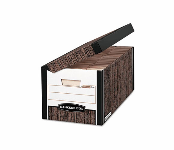 FEL00051 FastFold Flip Top File Storage Box, Letter, 12-1/8 x 24 x 10, Woodgrain, 12/Ctn By FELLOWES MFG. CO.