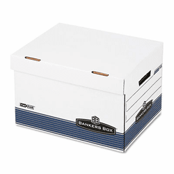 FEL0005502 FastFold Flip Top File Storage Box, Letter/Legal, White/Blue, 12/Ctn By FELLOWES MFG. CO.