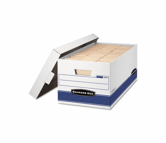 FEL00701 Stor/File Storage Box, Letter, Lift Lid , 12" x 24" x 10", White/Blue 12/Carton By FELLOWES MFG. CO.