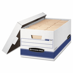 FEL00701 Stor/File Storage Box, Letter, Lift Lid , 12" x 24" x 10", White/Blue 12/Carton By FELLOWES MFG. CO.