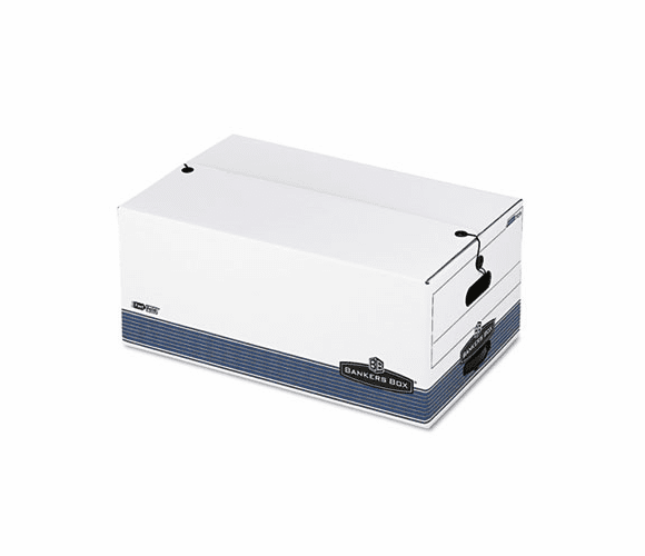 FEL0070503 Stor/File Storage Box, Legal, String and Button, White/Blue, 4/Carton By FELLOWES MFG. CO.