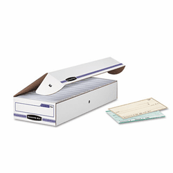 FEL00706 Stor/File Storage Box, Check, Flip-Top Lid, White/Blue, 12/Carton By FELLOWES MFG. CO.