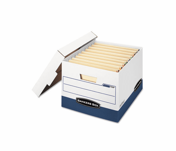 FEL00709 Stor/File Max Lock Storage Box, Letter/Legal, White/Blue, 12/Carton By FELLOWES MFG. CO.