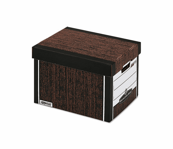FEL00725 R-Kive Max Storage Box, Letter/Legal, Locking Lid, Woodgrain, 12/Carton By FELLOWES MFG. CO.