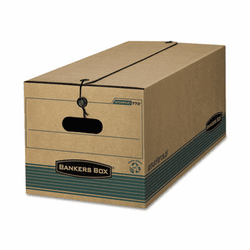 FEL00773 Stor/File Extra Strength Storage Box, Letter, String/Button, Kraft/Green, 12/Ctn By FELLOWES MFG. CO.