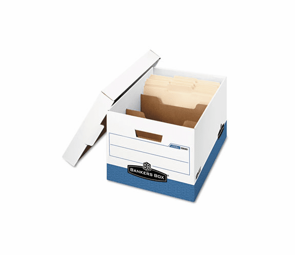 FEL0083601 R-Kive Maximum Strength Storage Box, Letter/Lgl, Locking Lid, White/Blue, 12/Ctn By FELLOWES MFG. CO.