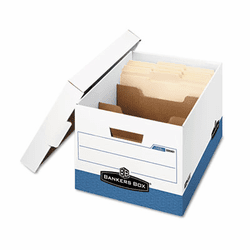 FEL0083601 R-Kive Maximum Strength Storage Box, Letter/Lgl, Locking Lid, White/Blue, 12/Ctn By FELLOWES MFG. CO.