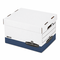 FEL0724303 R-Kive Max Storage Box, Letter/Legal, Locking Lid, White/Blue, 4/Carton By FELLOWES MFG. CO.