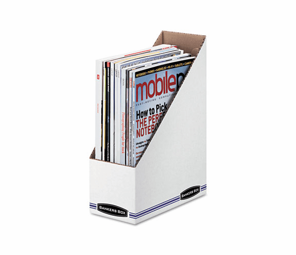 FEL10723 Corrugated Cardboard Magazine File, 4 x 9 1/4 x 11 3/4, White, 12/Carton By FELLOWES MFG. CO.
