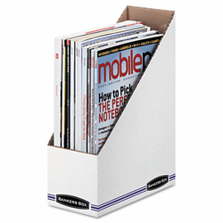 FEL10723 Corrugated Cardboard Magazine File, 4 x 9 1/4 x 11 3/4, White, 12/Carton By FELLOWES MFG. CO.