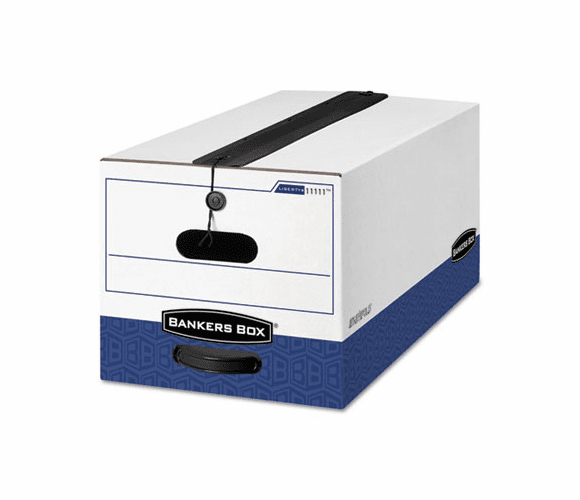 FEL11111 Liberty Plus Storage Box, Letter, String/Button, White/Blue, 12/Carton By FELLOWES MFG. CO.