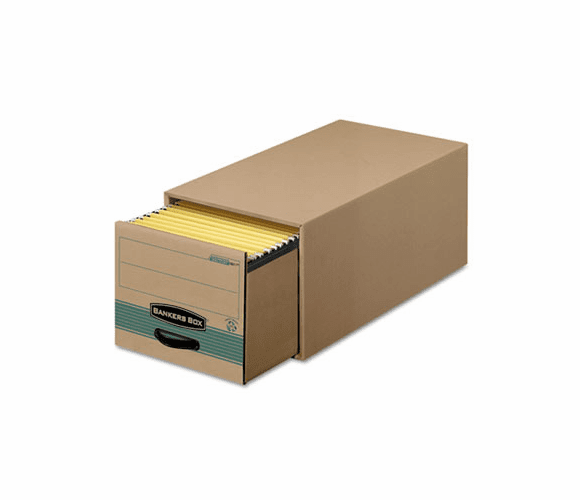 FEL1231101 Super Stor/Drawer Steel Plus Storage Box, Letter, Kraft/Green, 6/Carton By FELLOWES MFG. CO.