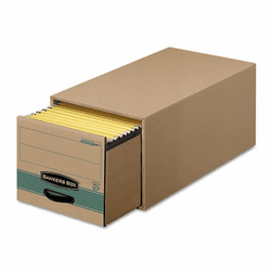 FEL1231101 Super Stor/Drawer Steel Plus Storage Box, Letter, Kraft/Green, 6/Carton By FELLOWES MFG. CO.