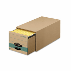 FEL1231201 Super Stor/Drawer Steel Plus Storage Box, Legal, Kraft/Green, 6/Carton By FELLOWES MFG. CO.