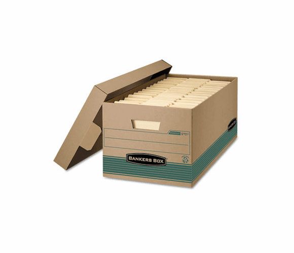 FEL1270101 Stor/File Extra Strength Storage Box, Letter, Lift-Off Lid, Kft/Green, 12/Carton By FELLOWES MFG. CO.
